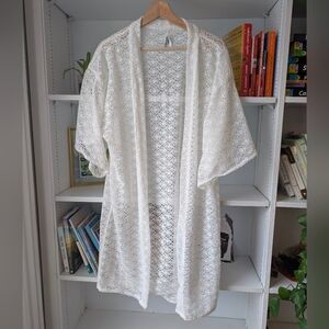 Skinnydip Women's Coverup White Lace Open-Front Cardigan One Size